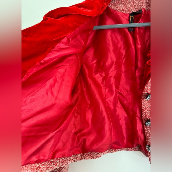 Vintage Velvet Trim Crop Jacket Antique Buttons and Pockets Medium - Picture 10 of 10